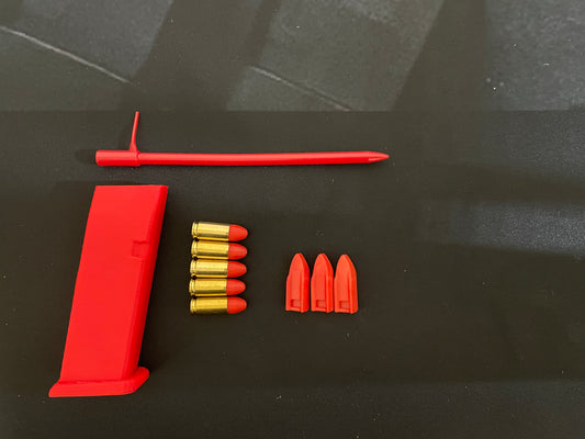 PACK 3 PRO GLOCK  43X(VARILLA KOMBAT FLEX+3 TEJAS ELEVADORAS+5 PROYECTILES INERTES+CARGADOR GLOCK 43X)